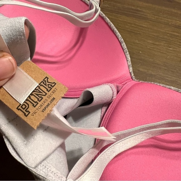 PINK Victoria's Secret Wear Everywhere Wireless Push Up Bra Padded Band 32C Gray - Picture 4 of 5